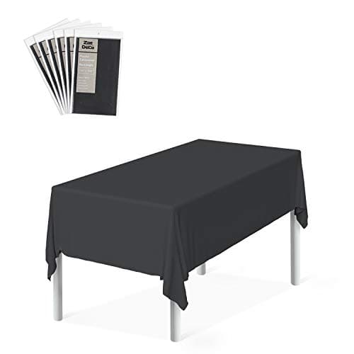 Zoe Deco Black Rectangular Plastic Tablecloth (6 Pack, 54x108), Disposable Table Covers for Parties & Picnics