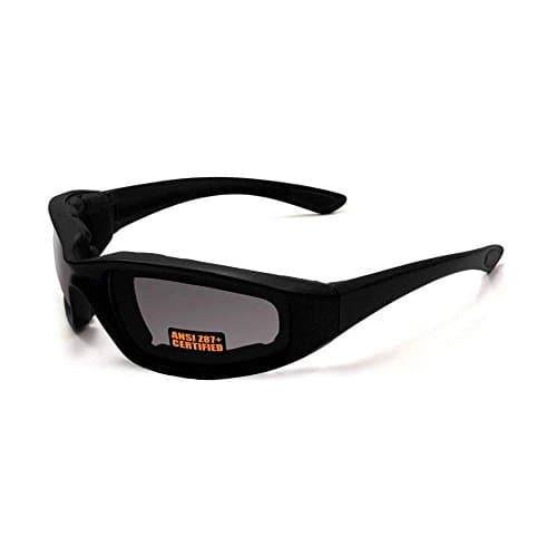 Maxx SS1 Sport Motorcycle Foam Padded Sunglasses Black Frame with Smoke Lens
