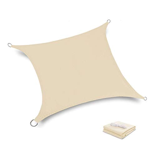 Tuosite Terylene Waterproof Sun Shade Sail UV Blocker Sunshade Patio Equilateral Square Knitted 220 GSM Block Fabric Pergola Carport Awning 10' x 10' in Color Beige