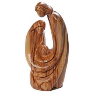Olive Wood statue of Jesus, Mary and Joseph. 21 cms Holy Family Statue.