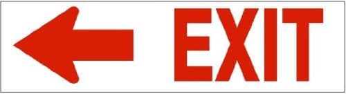 EXIT Left Arrow Decal Safety Sign Pressure Sensitive 2-1/4" x 9" Vinyl Adhesive Press On PD-1691