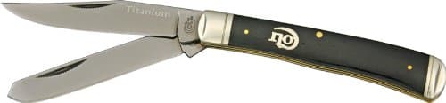 Colt Knives 312 Titanium Series Trapper Pocket Knife with Black Smooth Bone Handles