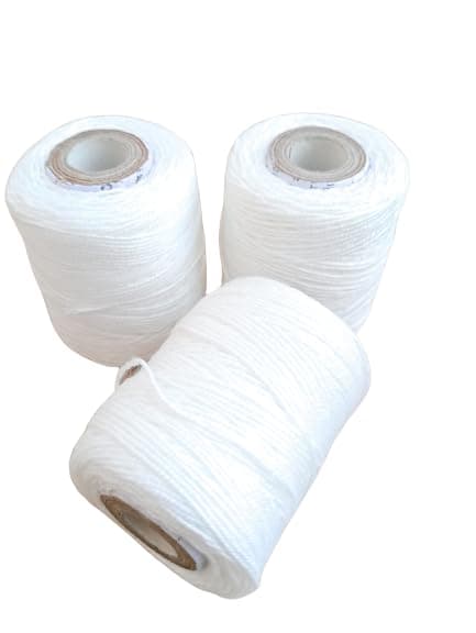 Cotton Yarn Roll for Flower Garland Making and Other Crafts, White, Pack of 3