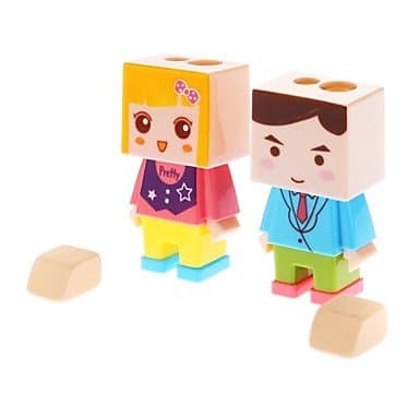 DIY Catton Figure Shaped Pencil Sharpener with Eraser (Random Shape)