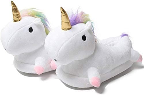 Caaju Unicorn Slippers, Fluffy Plush Warm Cute Comfortable Lounge Shoes, Soft Cozy Plush House Shoes For Women 28cm (UK Sizes 4-10, EU Sizes 36-43) (White)