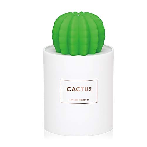 AmuseNd USB Cool Mist Humidifier, Mini Size Cactus Humidifier for Bedroom Home Office Car 280ml 50ml/h with Timed auto Shutdown