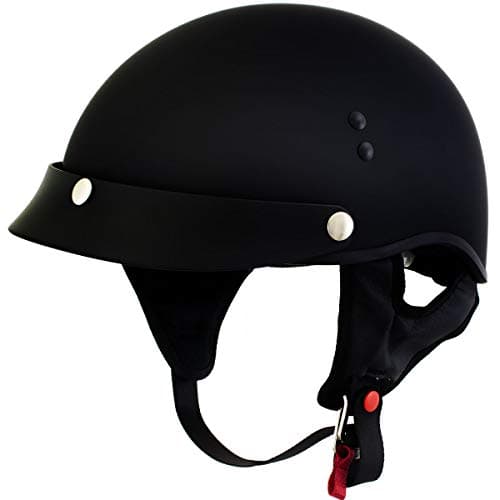 Outlaw T70 'Stealth'Advanced DOT Solid Flat Black Half Motorcycle Skull Helmet - Medium