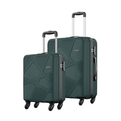 Safari Cabin Pentagon Set of 2, & Checkin Trolley Bags Hard Case Polypropylene 4 Wheels 360 Degree Wheeling System Luggage, Travel Bags, Suitcase for Travel, Trolley Bags for Travel, Dusk Green