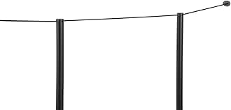 Displays2go Set of (4) 16” QueuePole.Slim Posts, 2 Wall Receptors, w/ 50’ Black Cord - Black (FD16KBK42)