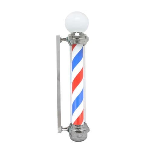 40" Barber Pole Light Blue Red White Retro Rotating Metal Vintage Hair Salon