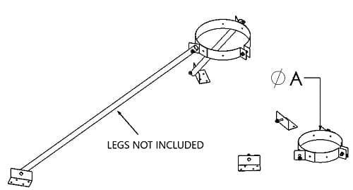 Shasta Vent Extended Roof Bracket Kit for securing 6" (8" O.D.) Chimneys Above The roof line
