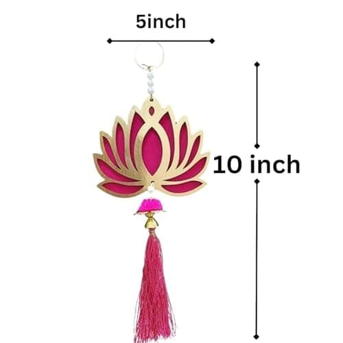 Mappa Handmade Lotus Wall Hanging with Jhumki Style | Set of 6 (Pink | Raani) | Export Quality Decorative Pieces for Home, Temple, Diwali, Wedding & Festival Decor