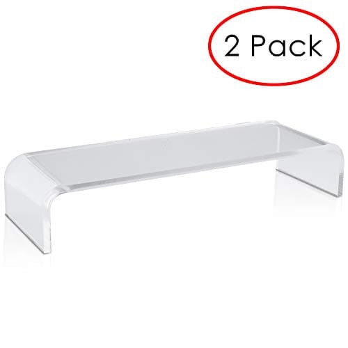 Circuit City Essentials Acrylic Monitor Stand Riser Space Saving Computer Desk Shelf Organizer for Laptops, iMac, Printers, Keyboards & Screens Up to 30-Inch and 50 lbs Clear (2 Pack)