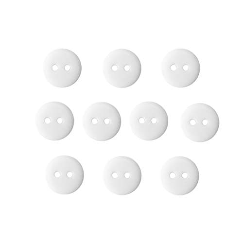 Buttons 1/2 Inch (1/2”) 2 Hole 10 Pieces - White Black Clear Pearl - Sewing Crafts Replacement Button - Perfect for Crafts, Coats, Shirts, Pants, Shorts, Cardigans, Blazers, Skirts (White)