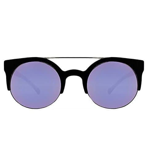 Quay Livnow Black Sunglass Cat Eye Round Frame Bridge Geometric Cutout