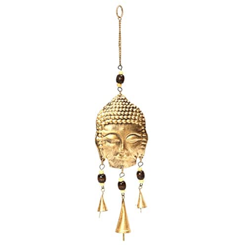 DULI Metal Windchime Wall Hanging, Feng Shui, Wall Art, Wall Decor, PositiveVibes, Rustic Wall Hangings, Wall Art, Diwali Decor, Home Decor Hanging Bells (MetalWallHanging-WoodenBeadBuddha)