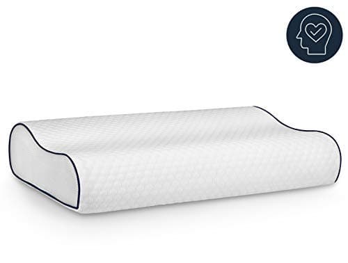 Contour Memory Foam Pillow, Marine Moon Contour Pillow for Neck Pain Orthopedic Neck Pillow with Washable Bamboo Cover