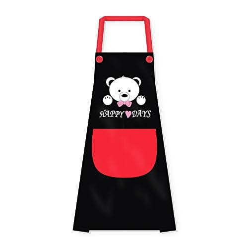 Sugar Treasure Cartoon Bear Waterproof and Oil-Resistant H-typed Adult Kitchen Apron for Women Men Chef(Black)