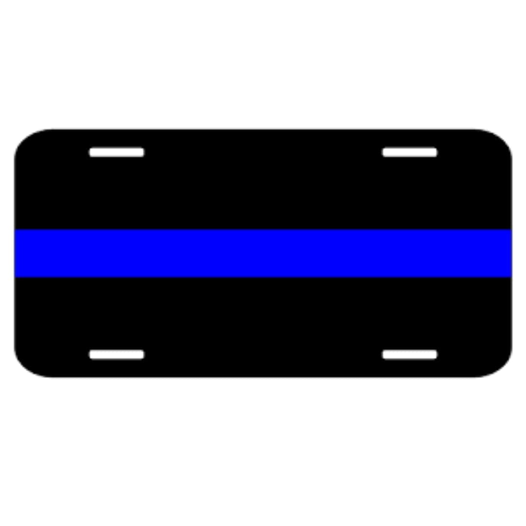 Thin Blue Line License Plate Metal and Reflective by Civil Service Supply Company