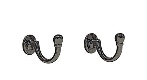 Decozo Workroom Supplies1 Pair Tieback Tassel Ball End Cup Wall Hooks- Small from Antique Brass, Black Nickel, Brass, Chrome, Cream, Matt Nickel, White (Black Nickel)