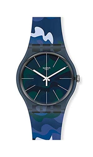 SwatchCamouClouds Quartz Blue Camo Dial Men's Watch SUON140