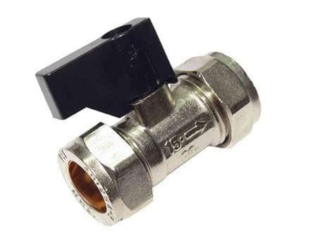 15mm Compression Isolation Valve with Black Lever Handle