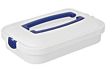 Crofton Carrier Carry All, Carry and Serve, Salad Carrier, Organizer, Container Folding Handles and Locking Lid Dimensions:17¾" x 11½" x 4½" Dishwasher / Microwave Safe