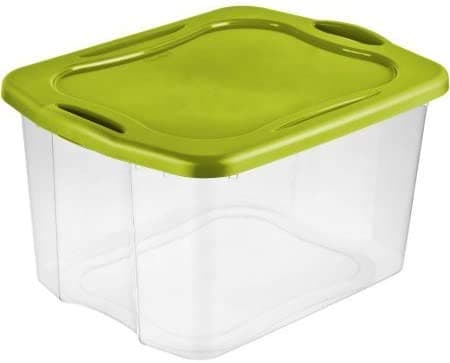 Sterilite 70 Quart EZ Carry- Spicy Lime, Comfortable, Case of 6 Carry Thru Handles, See-Through Base and Deep recessed lid for Secure Stacking