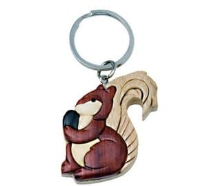 Handmade Wooden Squirrel Keychain