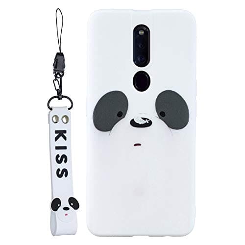 SHUNDA Oppo F11 Pro Case, Slim Cartoon Silicone Case with Lanyard Shockproof Protective Cover for Oppo F11 Pro - Panda