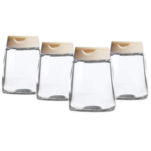 VUL Spice Jars, 4 Pack Salt and Pepper Shakers Bottle, 150ml Clear Glass Kitchen Seasoning Spice Storage Can, Storage of Tea Herbs Spices