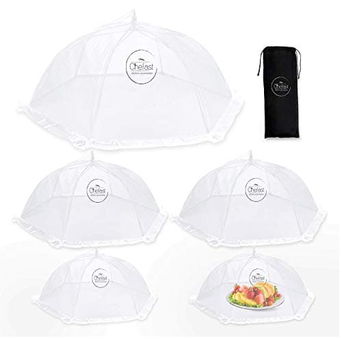 Chefast Food Cover Tent (5 Packs) - Pop Up Mesh Covers in 4 Sizes with Reusable Carry Bag - Protect Foods from Fruit Flies - Great for Picnics, and Outdoor BBQ