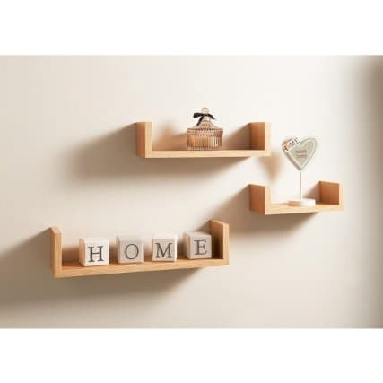 Lokken Set of 3 Floating Shelves Oak