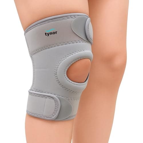 TYNOR Adjustable Knee Braces for Knee Pain Neoprene Compression Knee Patellar Pad Tendon Sleeve Brace Non Slip Knee Support for Men & Women Sprains, Arthritis, Working Out, Running Gym (Grey, Small)