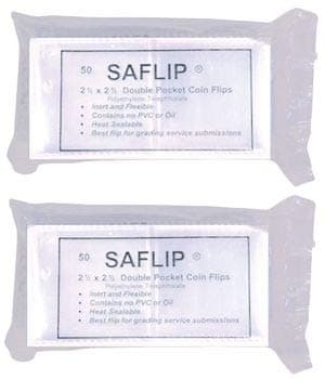SAFLIP Double Pocket Safety Coin Flips (2 1/2" x 2 1/2", 100 Flips)