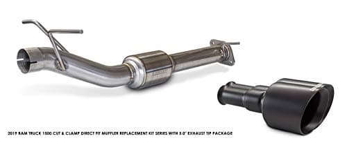 Carven Exhaust 2019-2020 RAM Truck 1500 Cut & Clamp Direct Fit Muffler Replacement Kit with Black Tips
