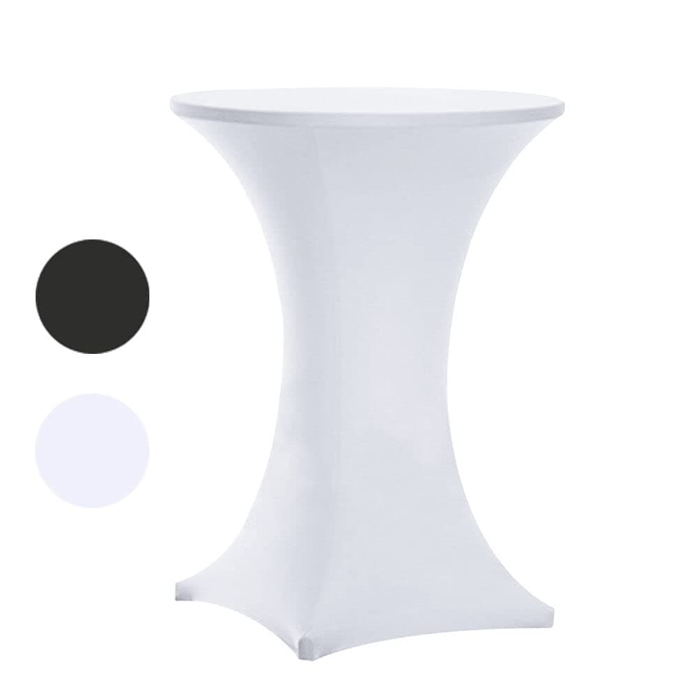 Tina's 24x30 Inch Highboy Spandex Cocktail Table Covers White, Fitted Stretch Cocktail Tablecloth for Round Tables (24X30 White)