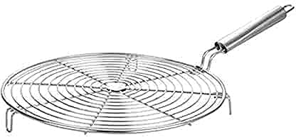 DEVICE OF URBAN INFOTECH Stainless Steel Chapati Grill Steel Wire Papad Barbeque Phulka Jali Roaster with Wooden Handle for Gas Stove (Round)