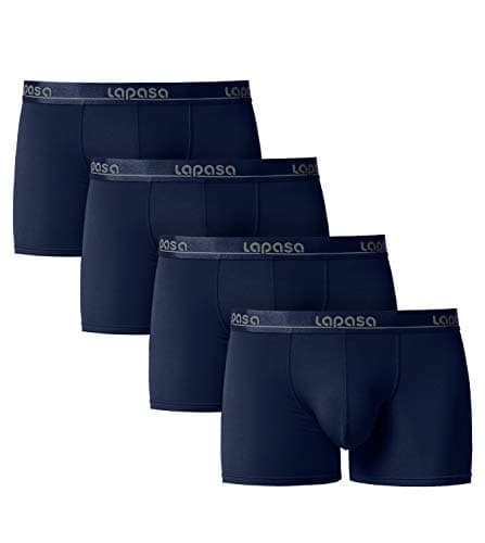 LAPASA Men's Modal Boxer Briefs Bulge Enhancing Pouch Trunk Underwear No Fly 4 Pack M02 Blue
