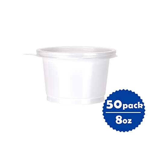 OTOR 8oz Plastic Food Storage Containers With Lids - 50 Sets - Restaurant Deli Cups, Foodsavers, Take Out To-Go, Baby & Portion Control Meal Prep Containers