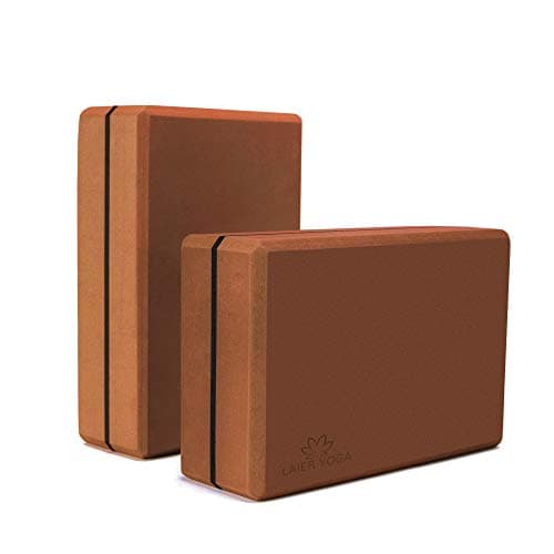 LAIER YOGA Block (2 Pack) Non-Slip High Density EVA Foam Block to Support and Improve Poses and Flexibility-BrownBlack