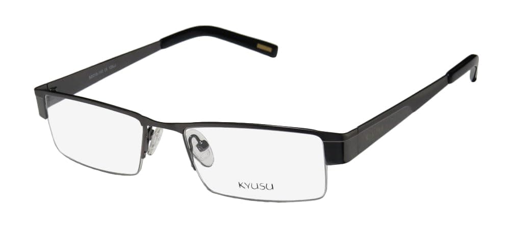 Kyusu1122 Mens/Womens Designer Half-rim Spectacular Half-rimless Eyeglasses/Glasses (52-18-140, Gunmetal/Gray)