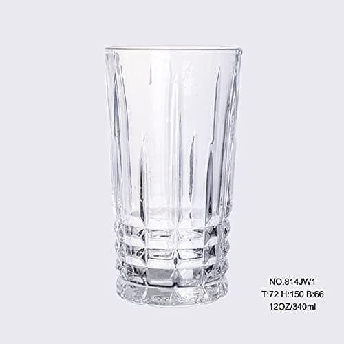 Set of 6 Textured Designer Glassware for Drinking Water Tall Highball Glasses Drinking Glasses, Drinking Tumblers - for Water, Juice, Wine, Beer and Cocktails Drinking Cup Beer