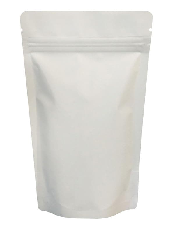 White Matt Stand Up Pouches with Resealable Zipper & Tear Notch for Food Packaging Bags (25, 16cm x 23cm)