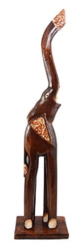 BALIKRAFT Hand Made Wood Artisans Gajah Batik Large Tropical Jungle Trumpeting Batik Style Elephant Desktop Figurine 24" H