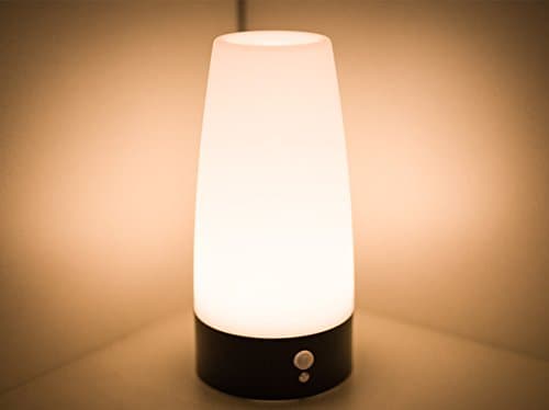 Mopos LED Motion Sensor Wireless Night Light With Wood Grain Base for Anywhere Indoor (Round(Wood Grain))