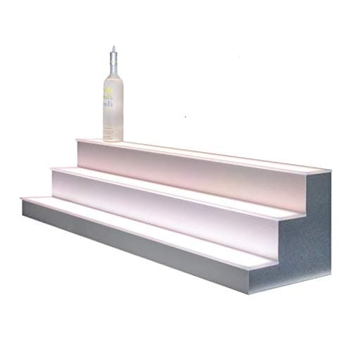 48" 3 Tier LED Lighted Liquor Display Shelf - Stainless Steel Finish