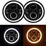 7 inch Bright LED Headlights with White DRL Halo Ring Angel Eyes Amber Turn Signal Light For Jeep Wrangler JK JKU TJ CJ DOT Approved
