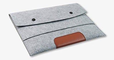 wBest GREY Wool Felt Case / Bag / Sleeve with Leather Grip Pad, Double Magnetic Buttons, and Mouse Pocket for Apple iPad Air / iPad Air 2 / iPad Pro 9.7 inch