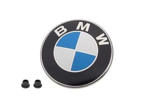 BMW Hood Emblem Logo Badge Roundel 82mm Genuine OE 51148132375 + Grommets 51141807495